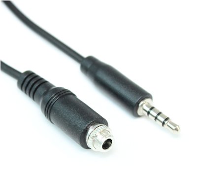 6inch 3.5mm 4 Conductor TRRS Male to Female Panel-Mount Extension Cable