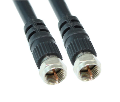 100ft RG6 DUAL SHIELD Black HI-BANDWIDTH Coax Cable F-type Nickel Plated