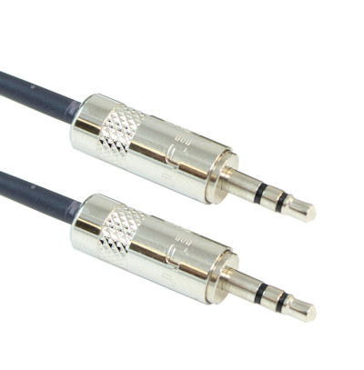 3ft 3.5mm PLENUM METAL SHELL Mini-Stereo TRS Male to Male Cable, Black
