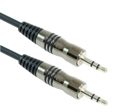 12ft 3.5mm PLENUM METAL SHELL Mini-Stereo TRS Male to Male Cable, Black