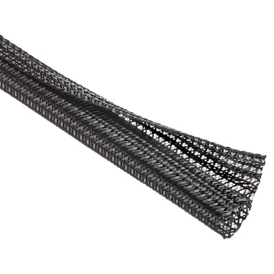 Flexible,Semi-Rigid Wrappable Split Tube,1/2inch Diameter,END CUT,BLK 5FT