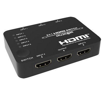 My Cable Mart - 5 IN/1 HDMI Switch AUTO-SELECT, 4Kx2K @60Hz / / HDCP2.2, Remote