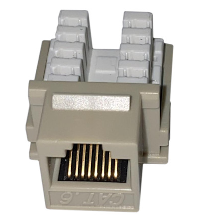 Keystone Jack Insert/Punch-down - Cat 6 RJ45 Networking, Gray