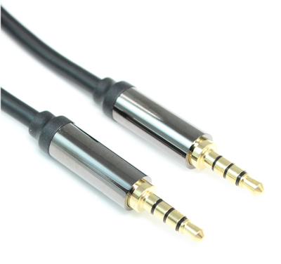1ft PREMIUM SHIELDED 3.5mm 4 Conductor TRRS/3 Band+Mic or Video M/M Cable