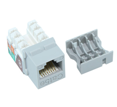 Keystone Jack Insert/Punch-down - Cat 5E RJ45 Networking, Gray