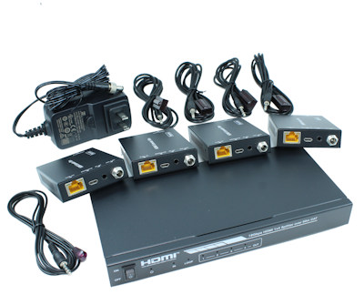 4 Port - 200ft HDMI 4K@60 18Gbps Splitter/Distribution over CAT6 Ethernet