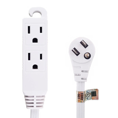 12ft 3-Outlet 3-Prong FLAT ANGLED Power Extension Cord (NEMA 5-15P White