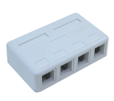 Wallplate: Surface Mount Type, Keystone, 4 Hole - White
