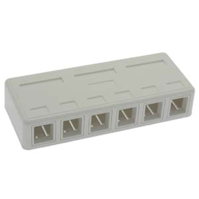Wallplate: Surface Mount Type, Keystone, 6 Port - White