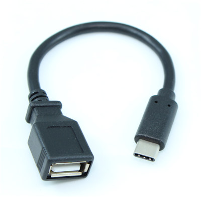 6inch OTG USB 2.0 Type-C Male to Type A Female, Black