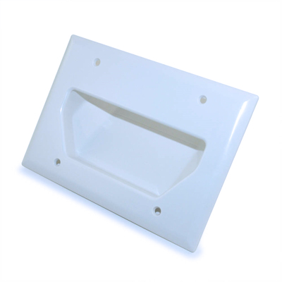 Wall plate: Triple-Gang Recessed Cable Pass-thru, White