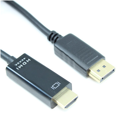 3ft DisplayPort to HDMI Cable 32AWG Gold Plated 4Kx2K@30Mhz, Black