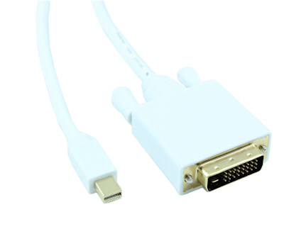 1.5ft Mini DisplayPort Cable to DVI 32AWG Gold Plated, White