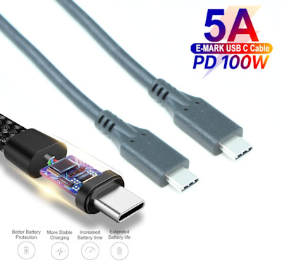 4ft USB 3.2 Gen 2 Type-C Male/Male Cable, PD to 100W/5A, to 20Gbps Black