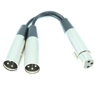 6 inch XLR Female to Dual XLR Male Adapter Cable