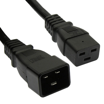 2ft Computer Power Cord (NEMA C19 to C20 Plug 14AWG, Black