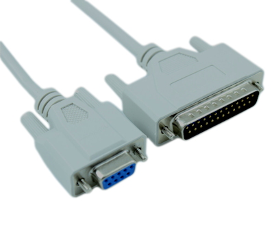 6ft Serial NULL-MODEM, DB25 Male to DB9 Female Cable