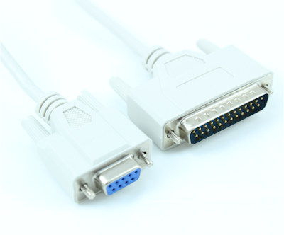 10ft Serial NULL-MODEM, DB25 MALE TO DB9 FEMALE CABLE